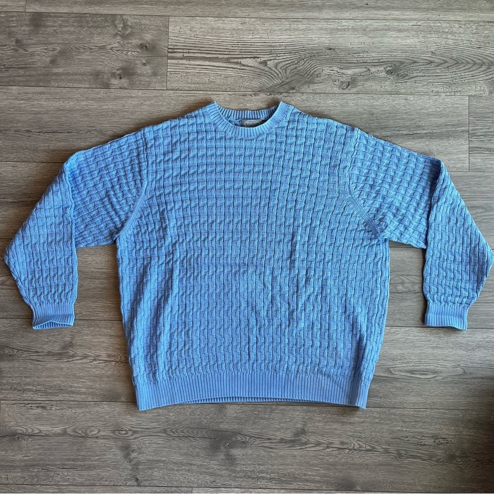Talbots Men's 100% Mercerized Pima Cotton Crew Neck Pullover Sweater Light Blue